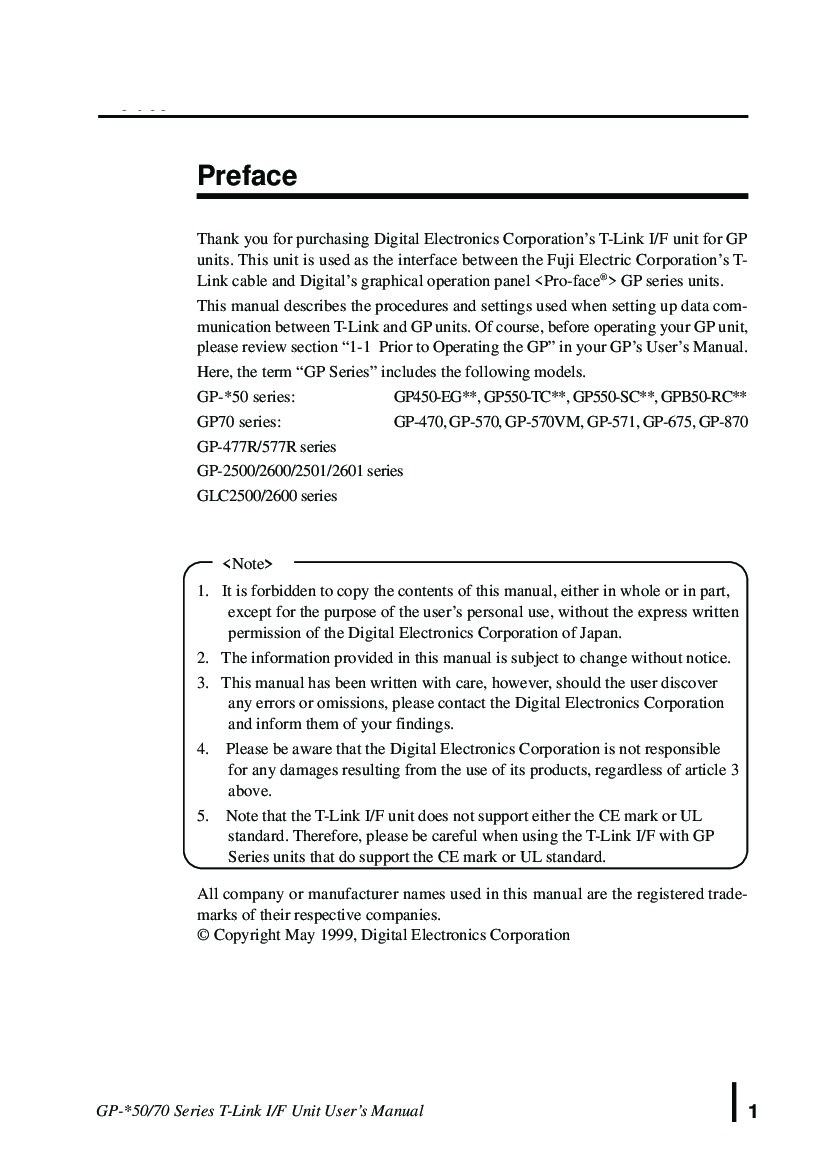 First Page Image of GP550-SC11 IF Unit User Manual.pdf